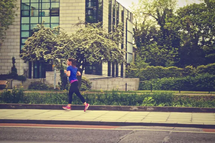 A runner on a city street